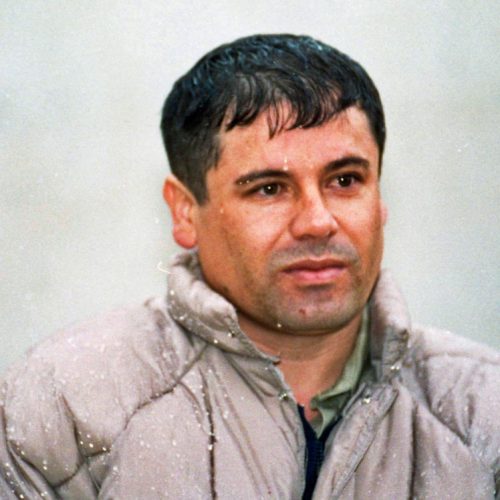 FILE - In this June 10, 1993 file photo, Joaquin Guzman Loera, alias "El Chapo" Guzman, is shown to the media after his arrest at the high security prison of Almoloya de Juarez, on the outskirts of Mexico City. Guatemalan authorities say on Thursday, Feb. 21, 2013, they are investigating whether a man killed in a shootout near the border with Mexico is most-wanted drug lord Joaquin "El Chapo" Guzman. (AP Photo/Damian Dovarganes, File)